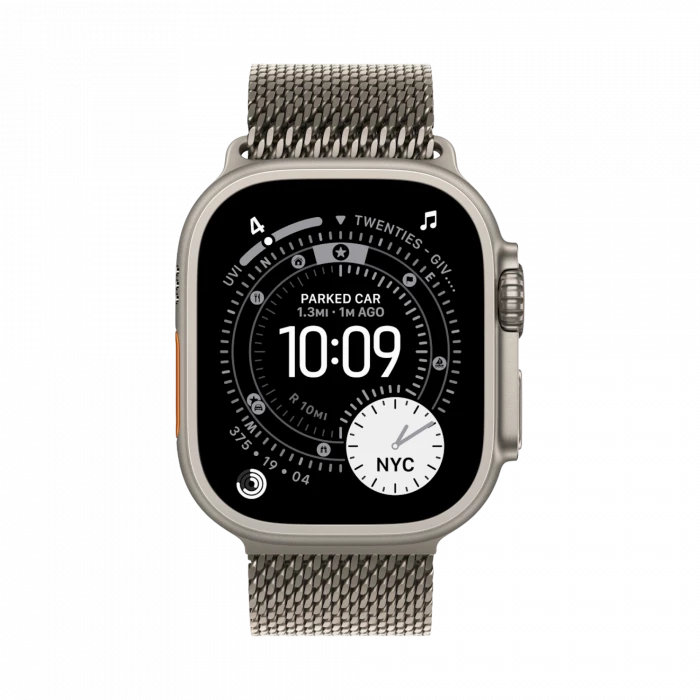 Apple Watch Ultra 3, 49 мм, титан светлого цвета, миланский сетчатый браслет (2025)