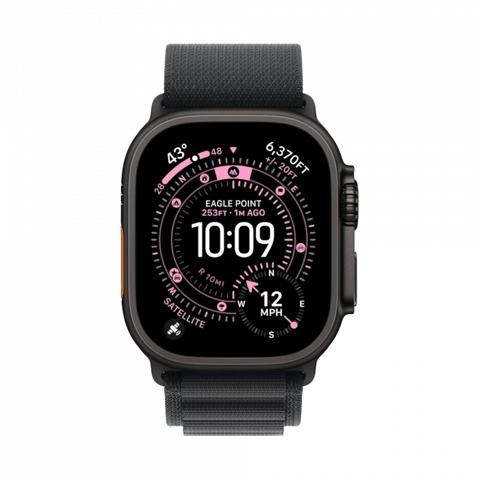 Apple Watch Ultra 3, 49 мм, титан чёрного цвета, ремешок Alpine чёрного цвета (2025)