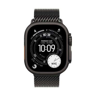 Apple Watch Ultra 3, 49 мм, титан чёрного цвета, миланский сетчатый браслет (2025)