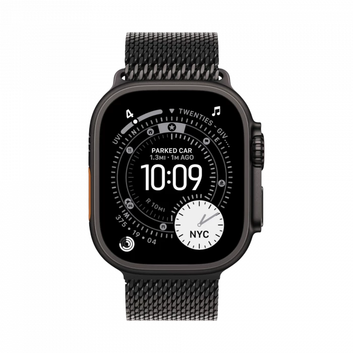 Apple Watch Ultra 3, 49 мм, титан чёрного цвета, миланский сетчатый браслет (2025)