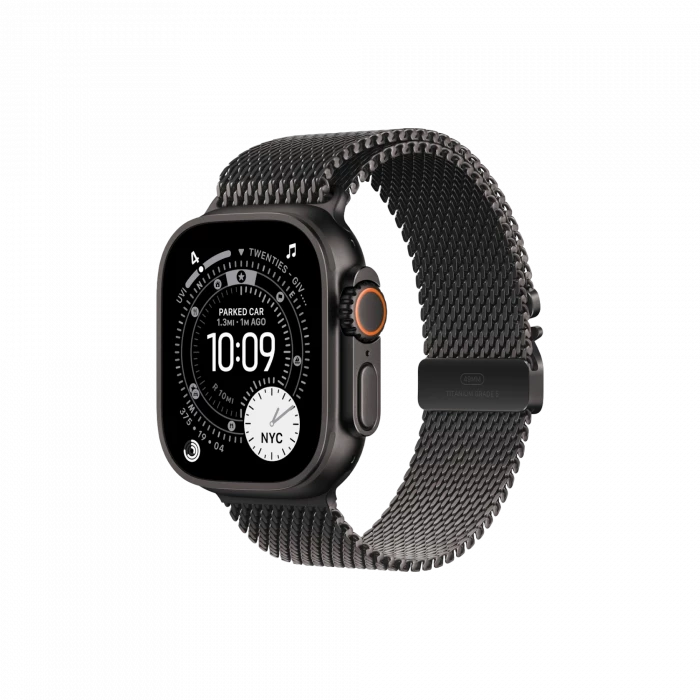 Apple Watch Ultra 3, 49 мм, титан чёрного цвета, миланский сетчатый браслет (2025)