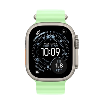 Apple Watch Ultra 3, 49 мм, титан светлого цвета, ремешок Ocean цвета «зелёный неон»(2025)