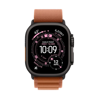 Apple Watch Ultra 3, 49 мм, титан чёрного цвета, ремешок Alpine терракотового цвета (2025)