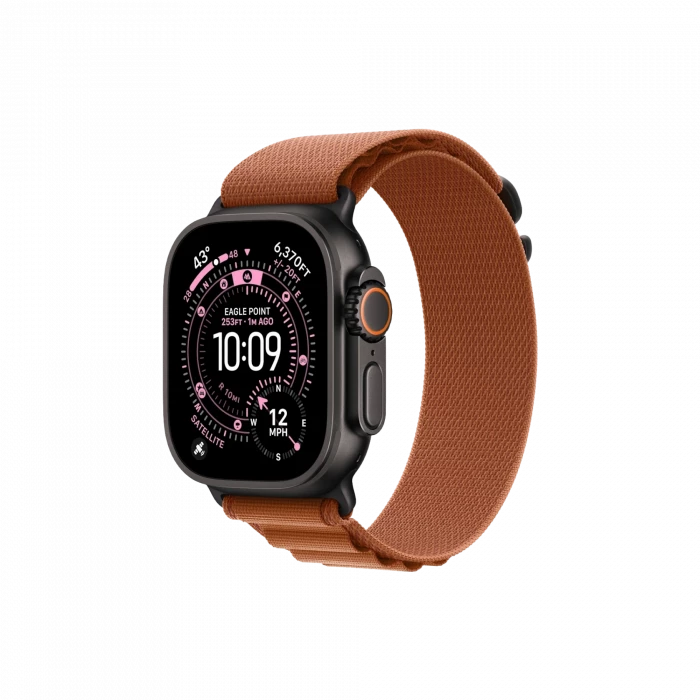 Apple Watch Ultra 3, 49 мм, титан чёрного цвета, ремешок Alpine терракотового цвета (2025)