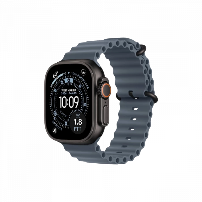 Apple Watch Ultra 3, 49 мм, титан черного цвета, ремешок Ocean цвета «якорный синий» (2025)