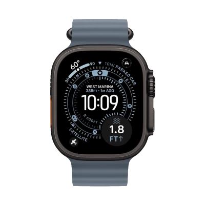 Apple Watch Ultra 3, 49 мм, титан черного цвета, ремешок Ocean цвета «якорный синий» (2025)
